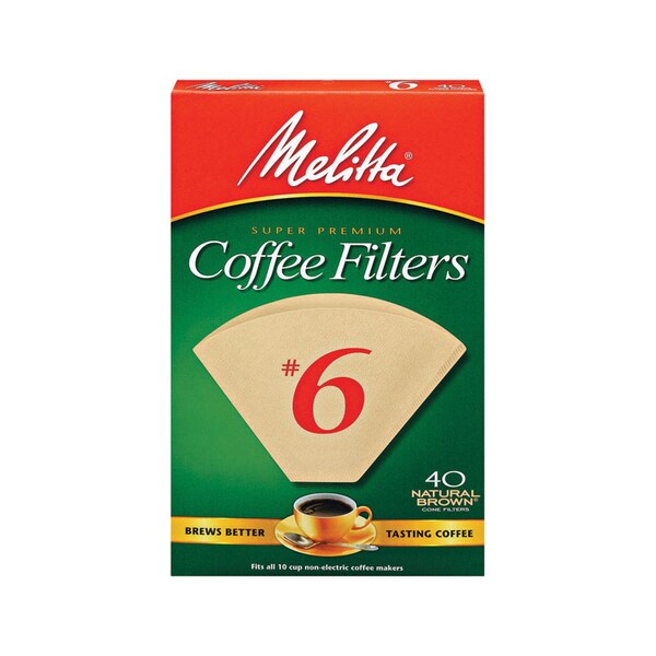 thumbnail image 2 of Melitta Natural Brown Cone Coffee Filter Size 6 40 Count For 6 Cup... 2 of 10
